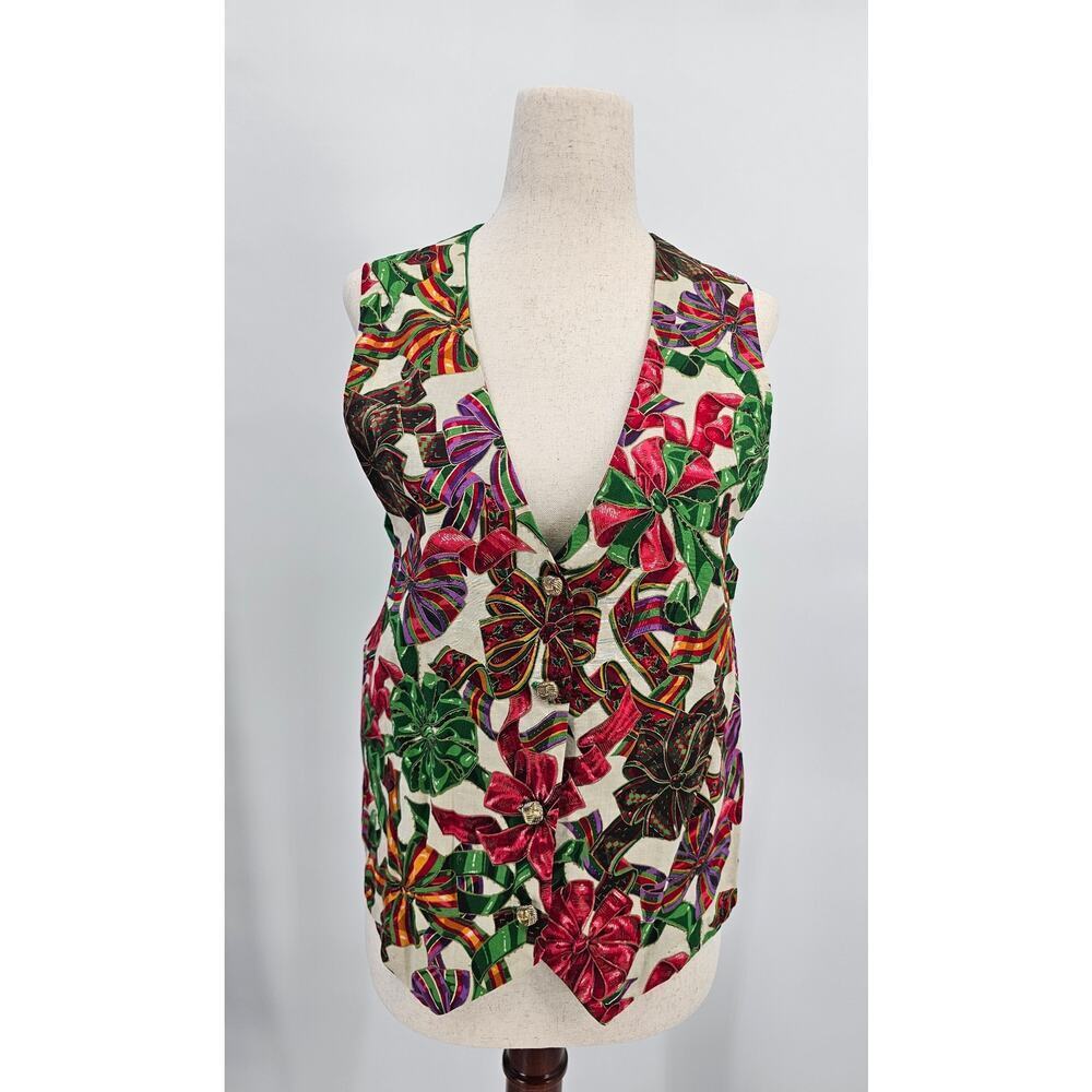 Handmade Women's S/M Christmas Holiday Bow Vest